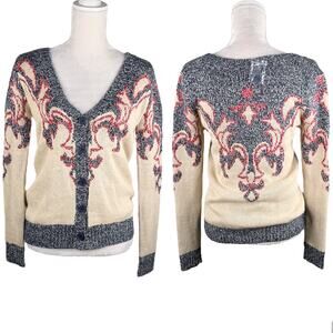 Flying Tomato My Love Cardigan Sweater Beige Blue Red Small New